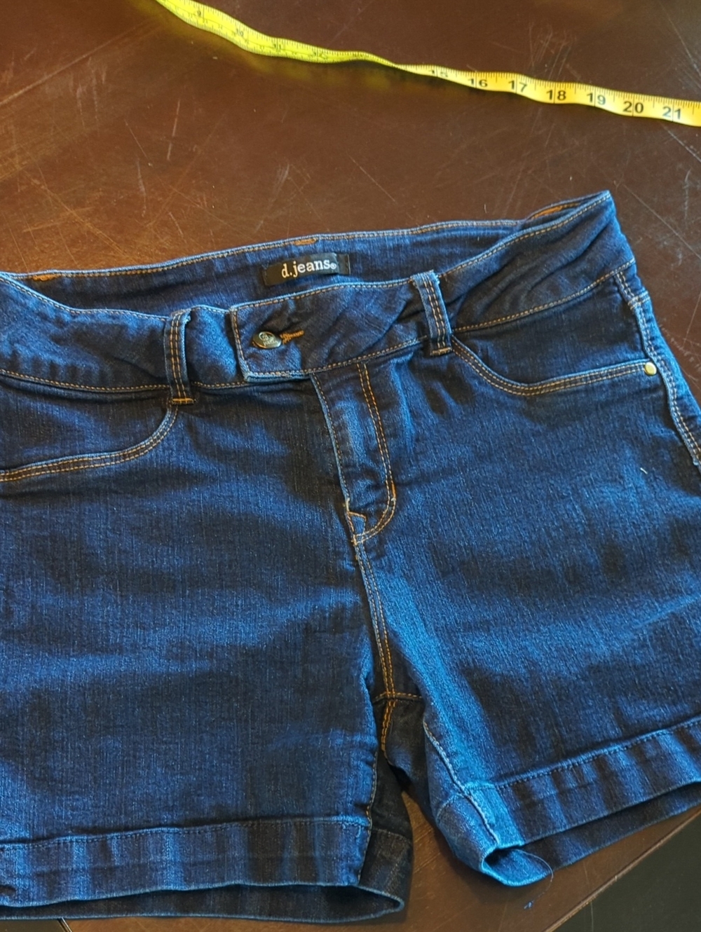 d. jeans Blue Denim Shorts with Contrast Stitching